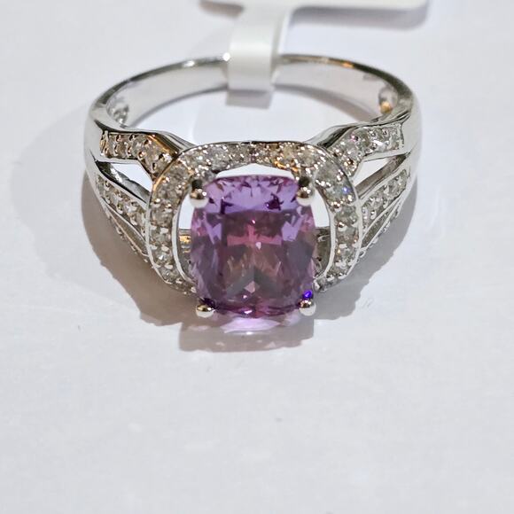 Bella Luce Rhodium over 925 SS Fancy Purple Swarovski Zirconia NWT 10 - Picture 4 of 5